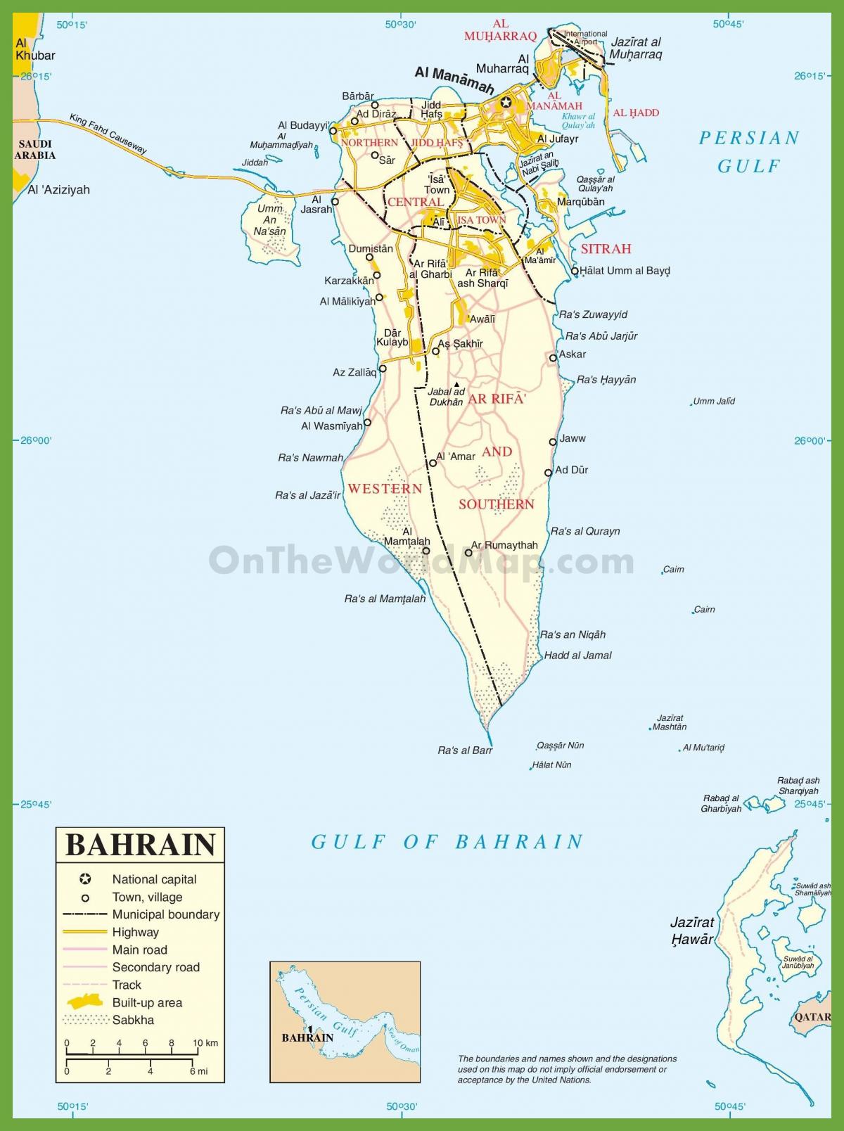 Бахрейн хотуудын газрын зураг